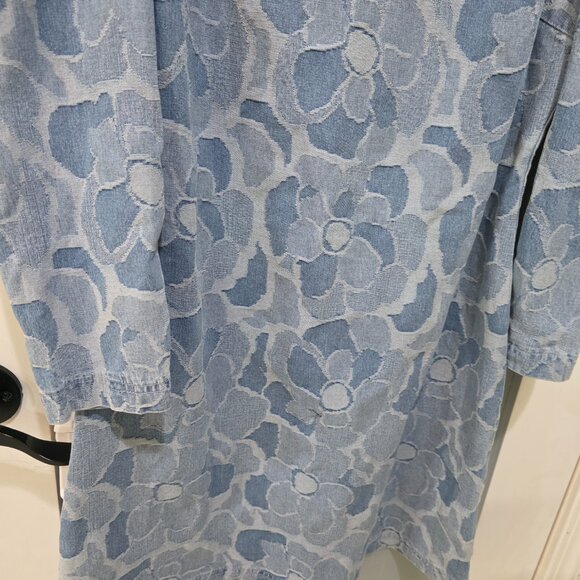 Kate Spade Womens Denim Puff Sleeve Floral Jacquard Dress Size 8 Blue Shift - Picture 6 of 12